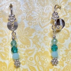 Swarovski #5000 Faceted Crystal & Silver Earrings